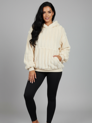 Fleece-Decken-Sweatshirt für Damen aus weichem Fleece mit Kapuze – Ansicht 3