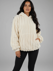 Fleece-Decken-Sweatshirt für Damen aus weichem Fleece mit Kapuze – Ansicht 4