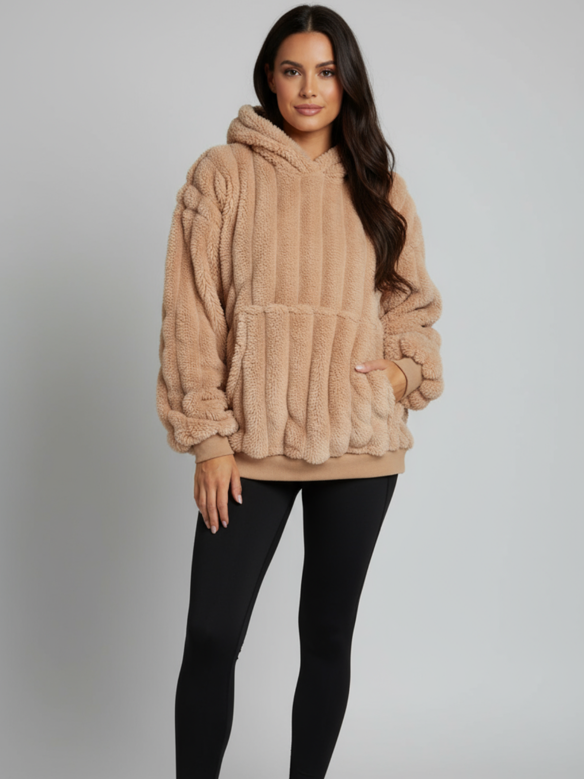 Fleece-Decken-Sweatshirt für Damen aus weichem Fleece mit Kapuze – Ansicht 5