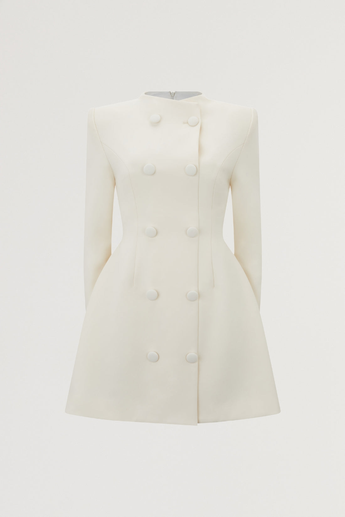 Sila – Ecrufarbenes Minikleid für Damen mit Knöpfen – Ansicht 6