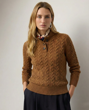 Liza – Kaschmirpullover für Damen mit Zopfmuster und Knöpfen