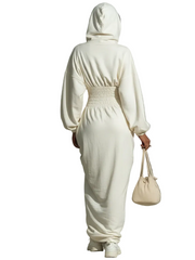 Rachel – Maxi-Sweatkleid mit Kapuze und Raffung an der Taille