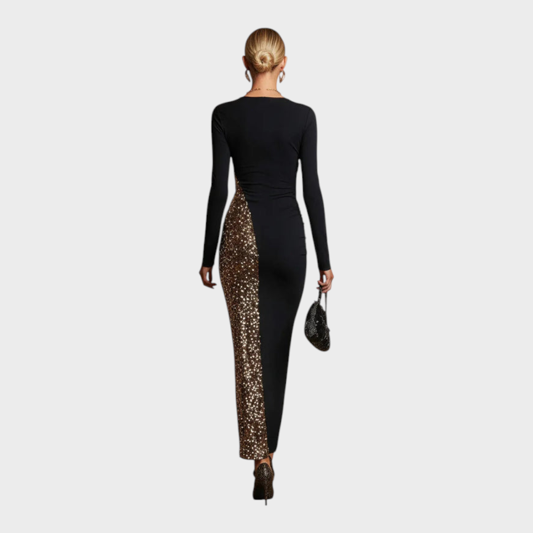 Harley – Schwarzes Maxikleid mit Pailletten