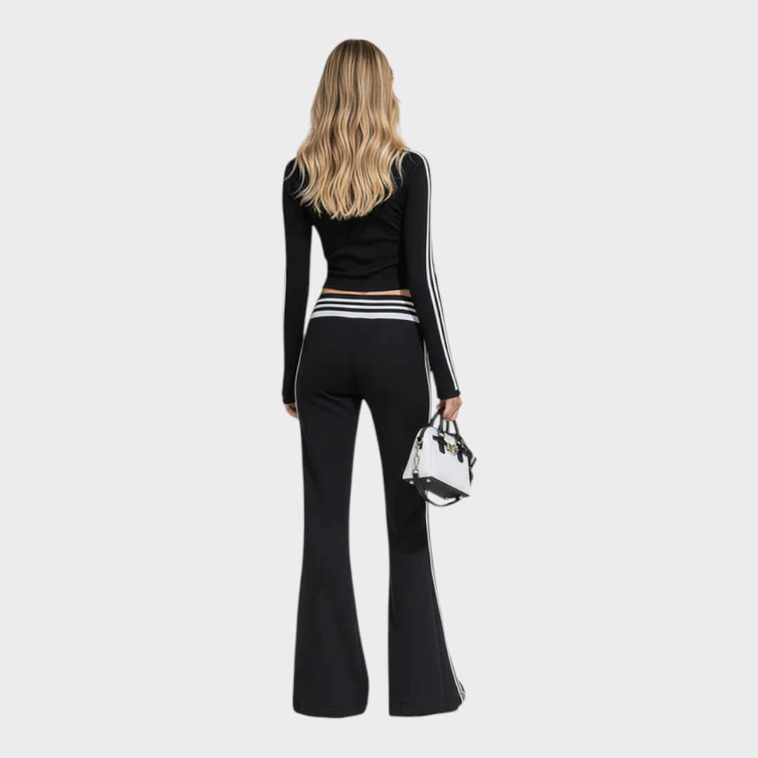Rowena – Sportliches Damen-Set mit Stehkragen-Bluse und weiter Hose – Ansicht 4
