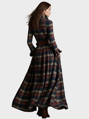 Skyler – Maxikleid mit Revers und Karomuster im Ethno-Stil – Ansicht 8