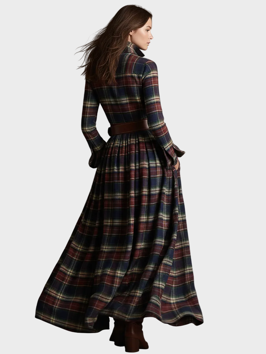Skyler – Maxikleid mit Revers und Karomuster im Ethno-Stil – Ansicht 8
