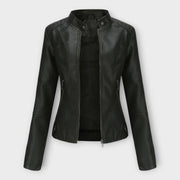 Manon – Moderne kurze Lederjacke für Damen mit Reißverschluss – Ansicht 2