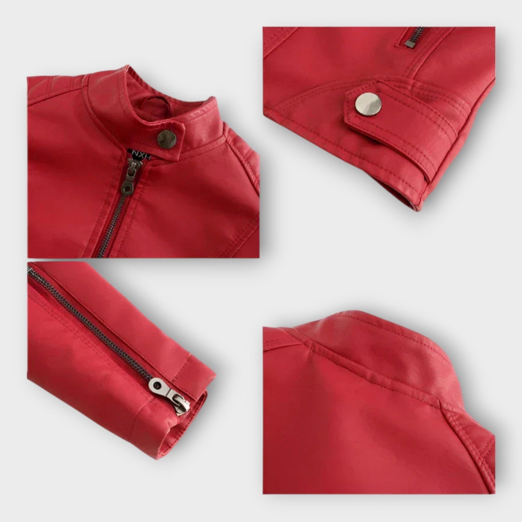 Manon – Moderne kurze Lederjacke für Damen mit Reißverschluss – Ansicht 5
