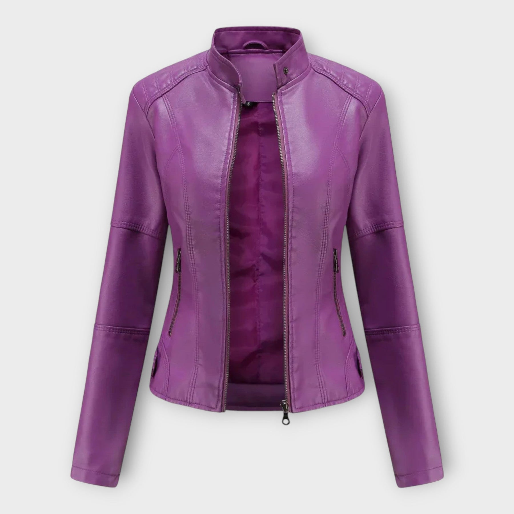 Manon – Moderne kurze Lederjacke für Damen mit Reißverschluss