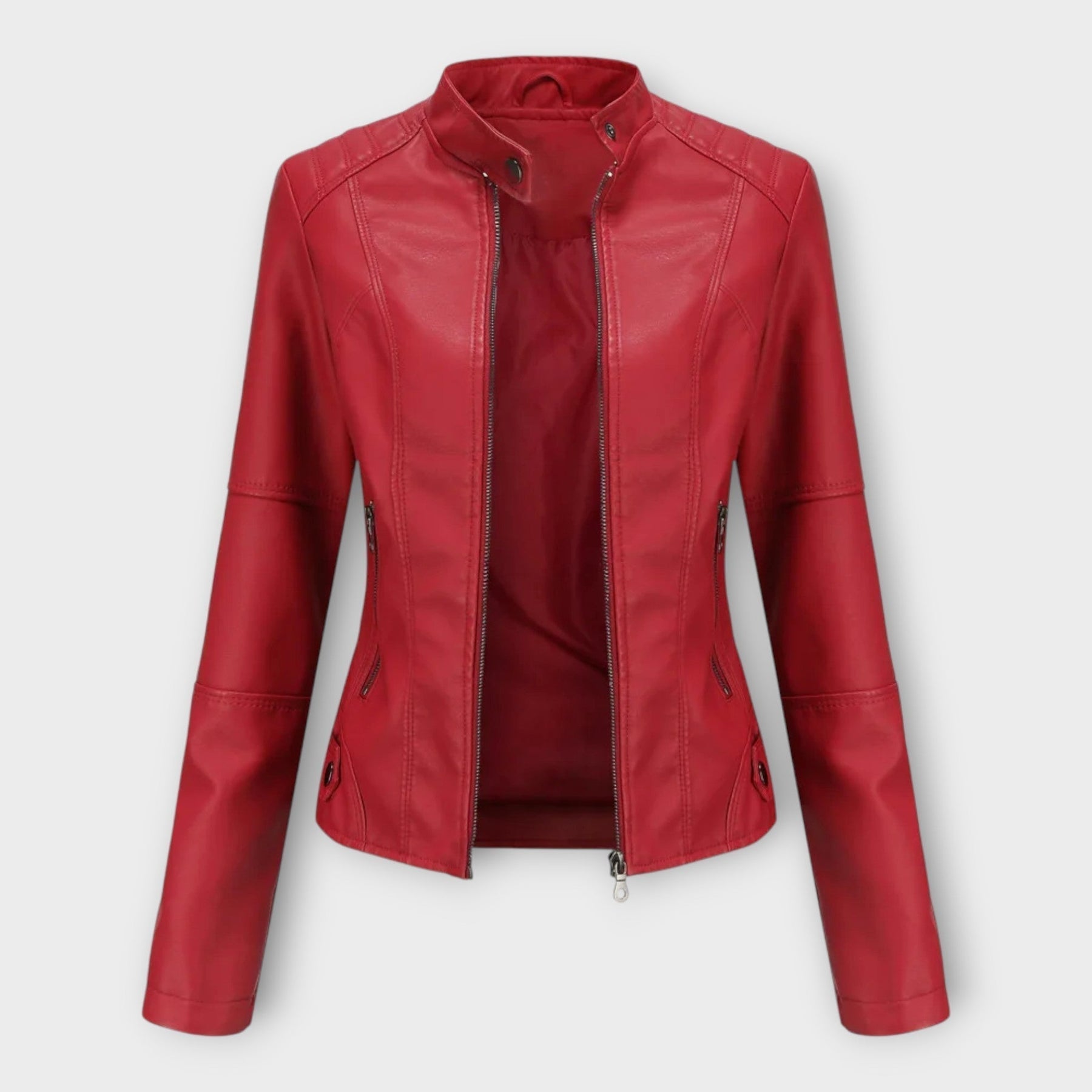 Manon – Moderne kurze Lederjacke für Damen mit Reißverschluss – Ansicht 6