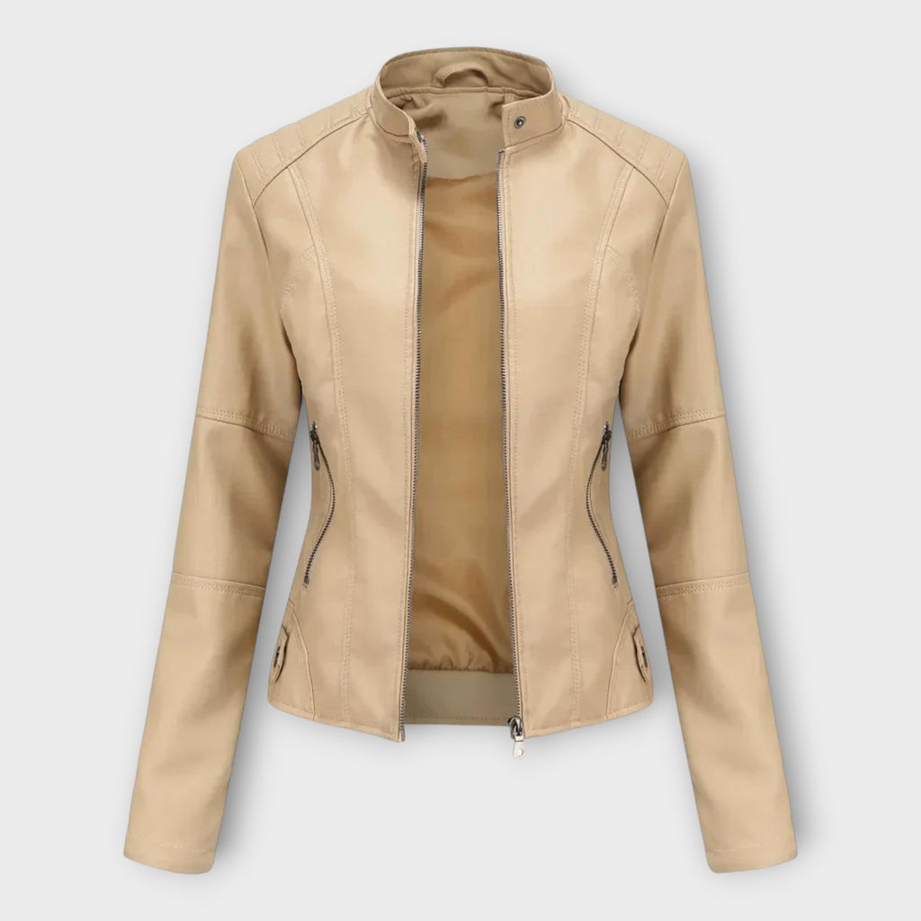 Moderne kurze Lederjacke mit Reißverschluss