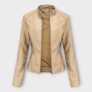 Manon – Moderne kurze Lederjacke für Damen mit Reißverschluss – Ansicht 3