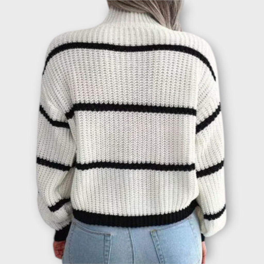 Chavala - Gestreifter Pullover mit hohem Kragen