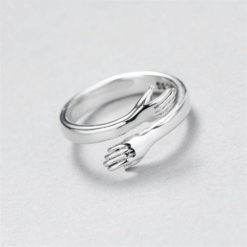 Silberring mit Umarmungsdesign – Ansicht 3