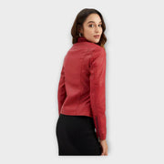 Manon – Moderne kurze Lederjacke für Damen mit Reißverschluss – Ansicht 7