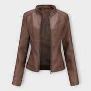 Manon – Moderne kurze Lederjacke für Damen mit Reißverschluss – Ansicht 8
