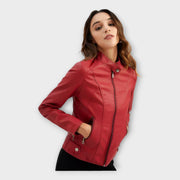 Manon – Moderne kurze Lederjacke für Damen mit Reißverschluss – Ansicht 10