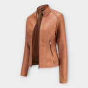 Manon – Moderne kurze Lederjacke für Damen mit Reißverschluss – Ansicht 11