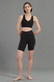 Damen-Radlerhose mit hohem Bund und Taschen – Ansicht 2