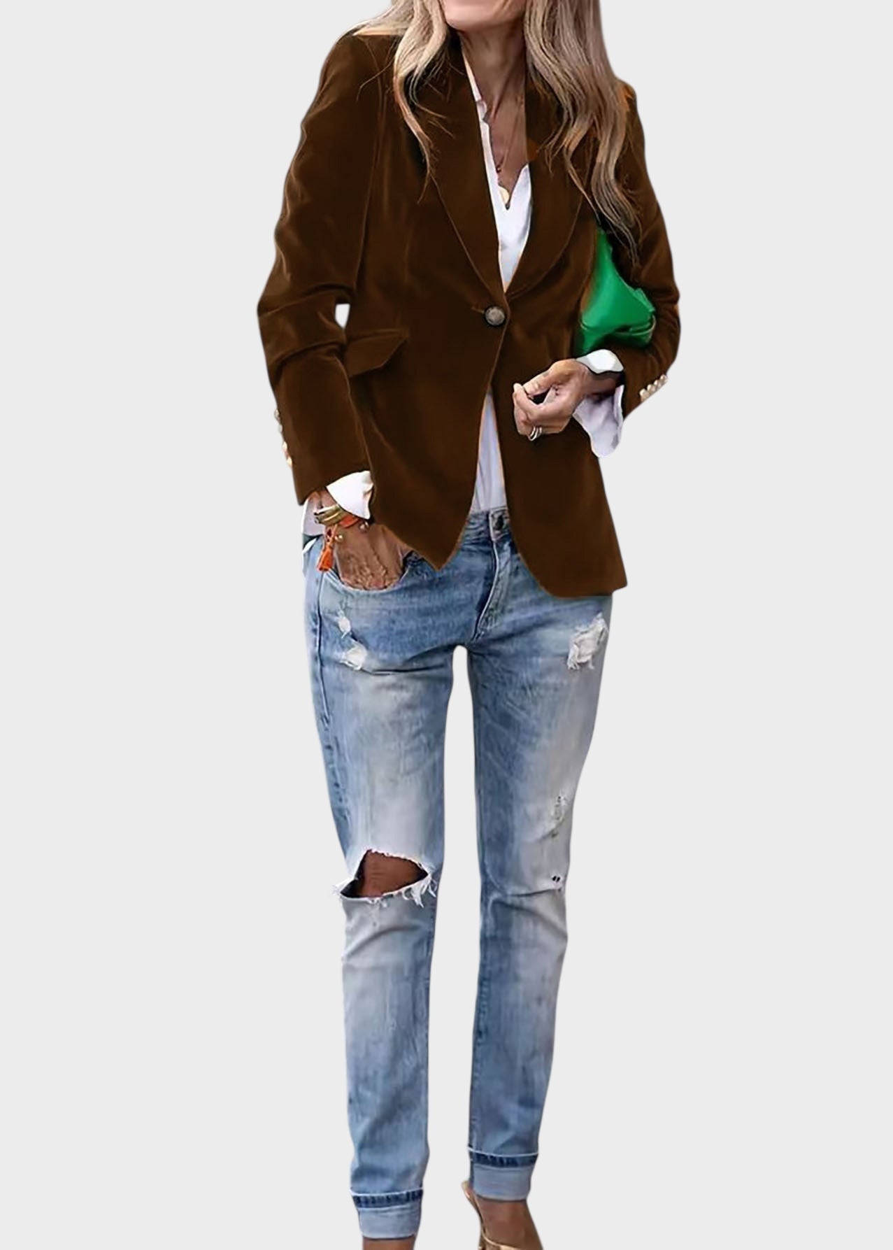 Aria – Eleganter Damenblazer mit goldfarbenen Knöpfen – Ansicht 6