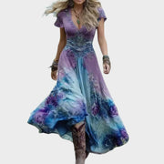 Celestine – Figurbetontes fließendes Blumenkleid für Damen – Ansicht 3
