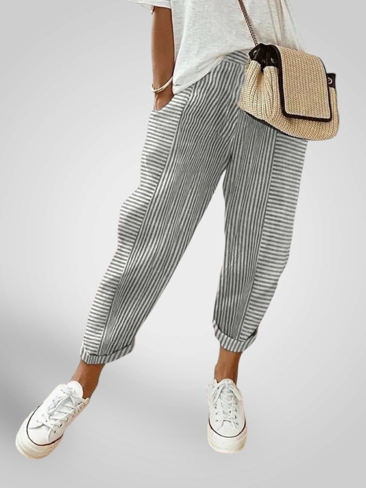Rory – Bequeme gestreifte Hose für Damen – Ansicht 2