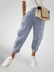 Rory – Bequeme gestreifte Hose für Damen – Ansicht 6