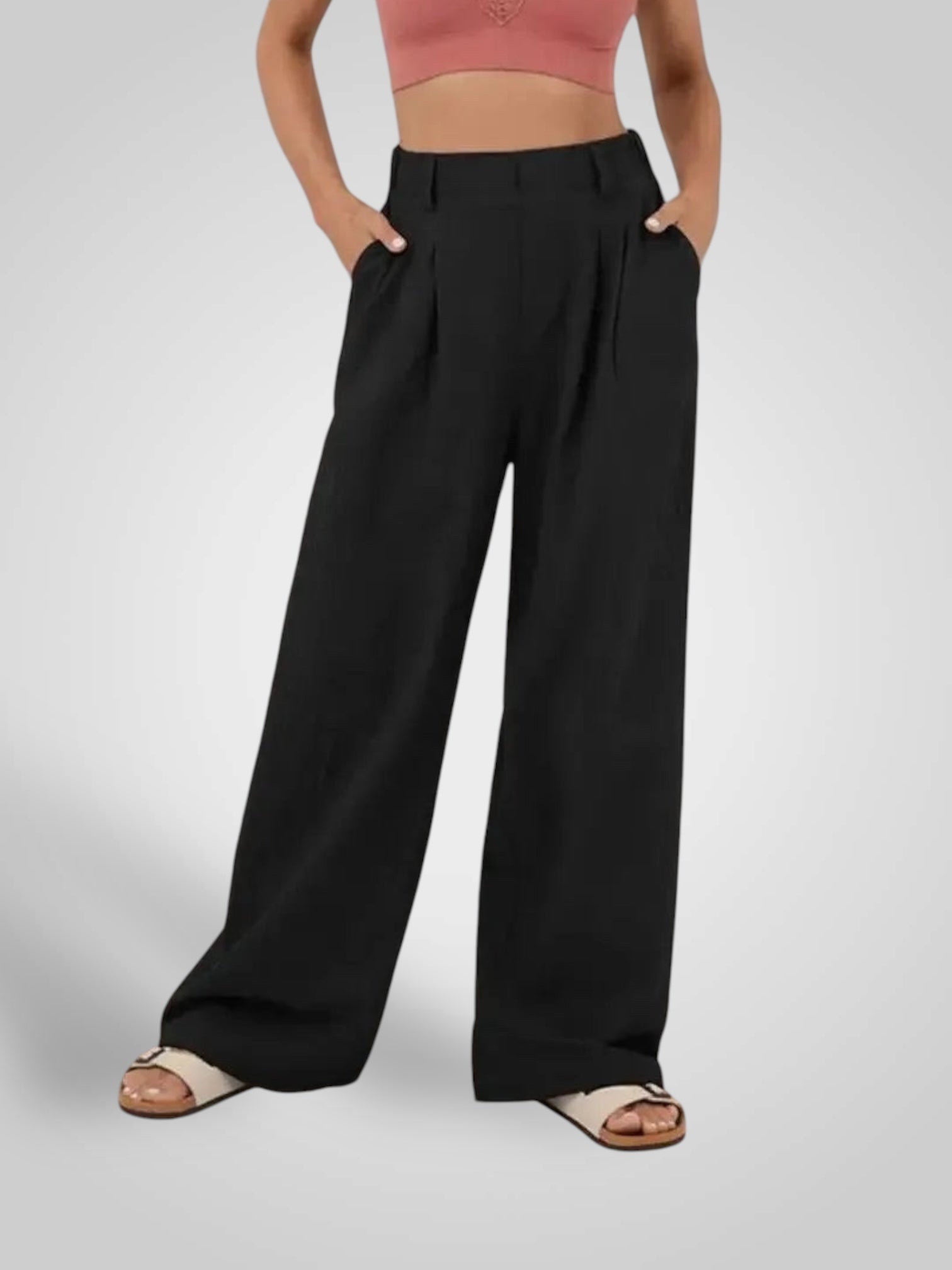 Luma – High-Waist-Hose mit weitem Bein und Falten für Damen – Ansicht 8