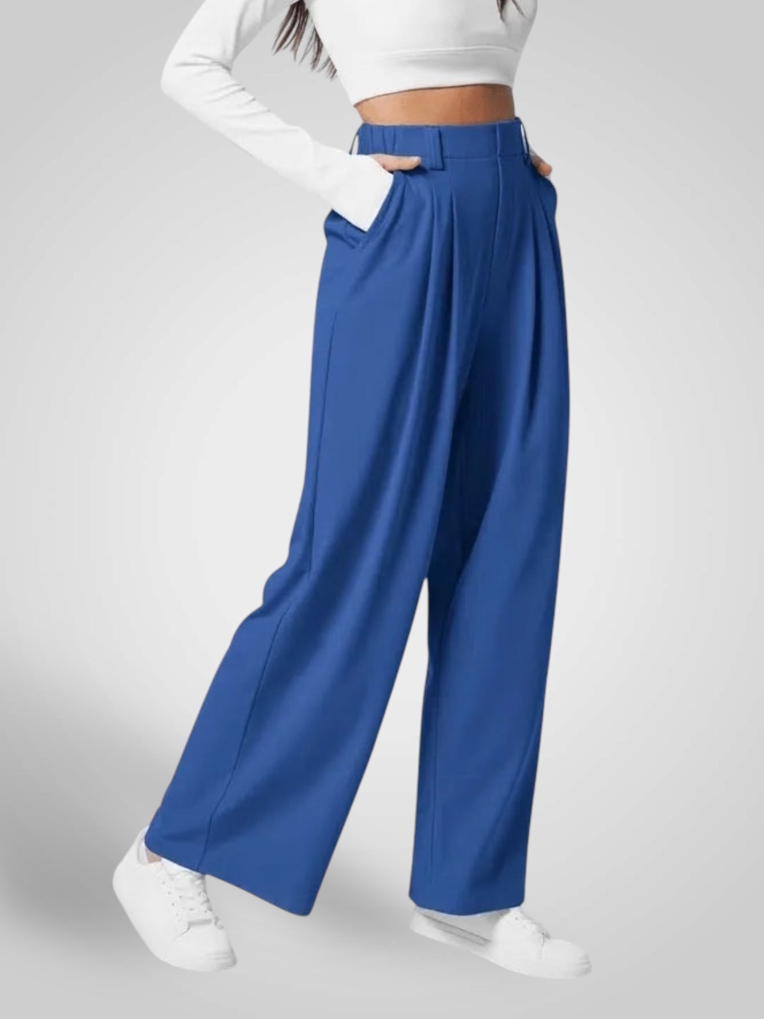Luma – High-Waist-Hose mit weitem Bein und Falten für Damen – Ansicht 6