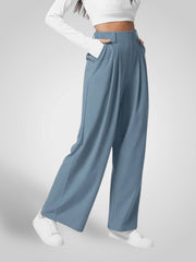 Luma – High-Waist-Hose mit weitem Bein und Falten für Damen – Ansicht 5