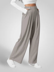 Luma – High-Waist-Hose mit weitem Bein und Falten für Damen – Ansicht 3