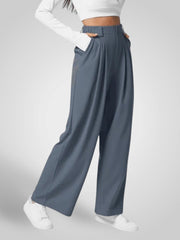 Luma – High-Waist-Hose mit weitem Bein und Falten für Damen