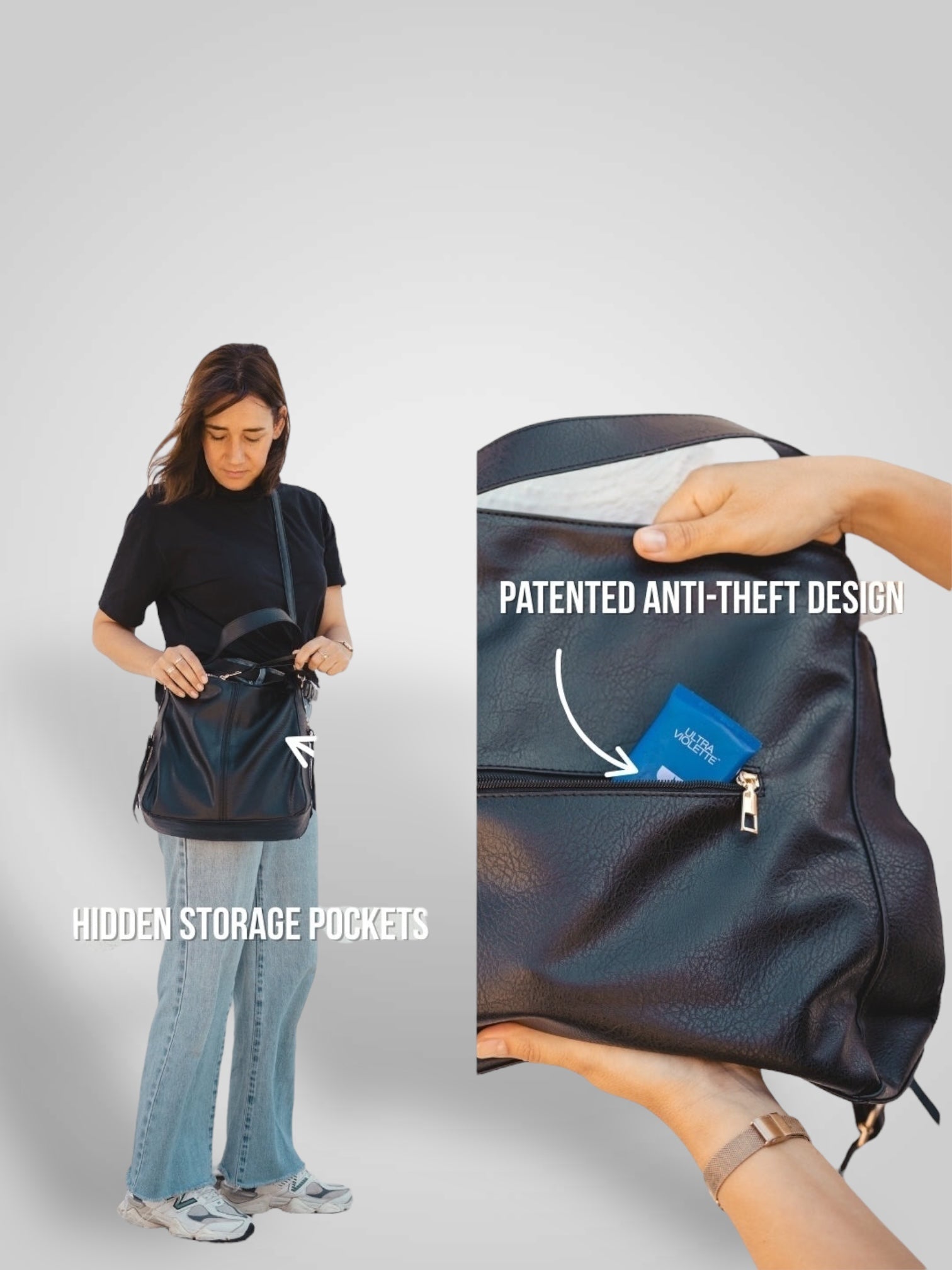 Souf – Luxuriöse Hobo-Tasche für Damen aus Leder – Ansicht 4