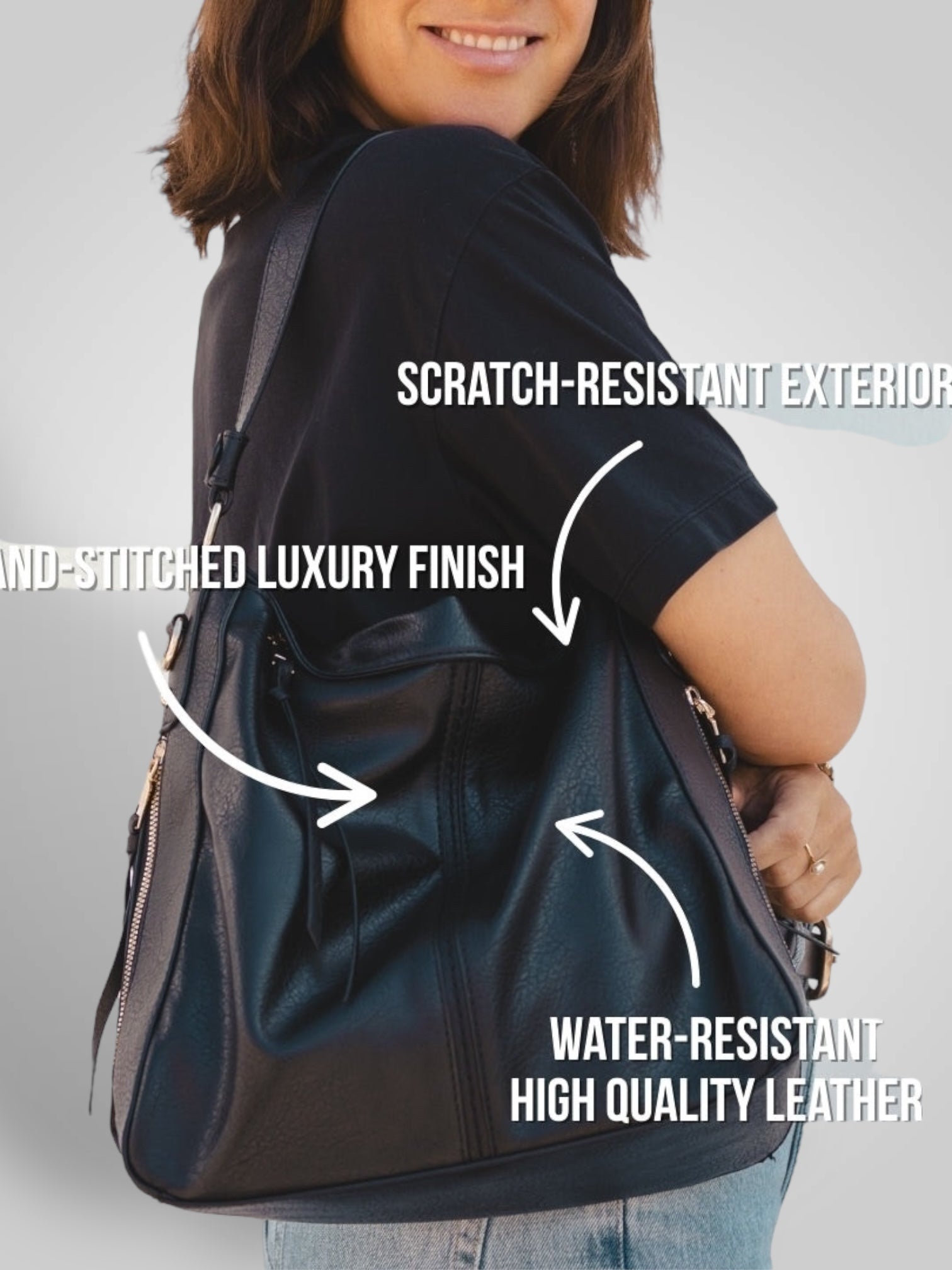 Souf – Luxuriöse Hobo-Tasche für Damen aus Leder – Ansicht 3
