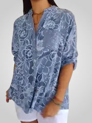 Daria – Bedruckte Bluse für Damen mit Blumenmuster und V-Ausschnitt – Ansicht 4