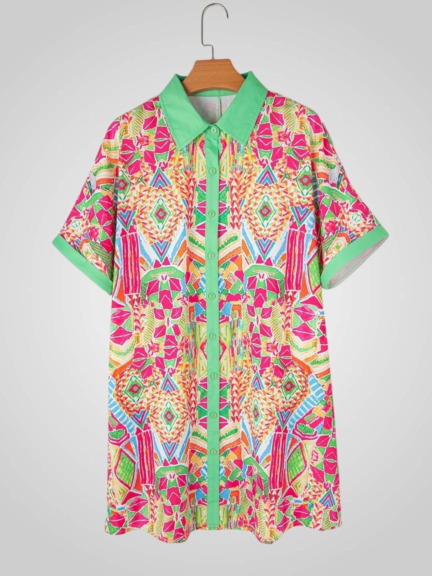 Lulu – Hemdblusenkleid für Damen mit geometrischem Muster – Ansicht 6