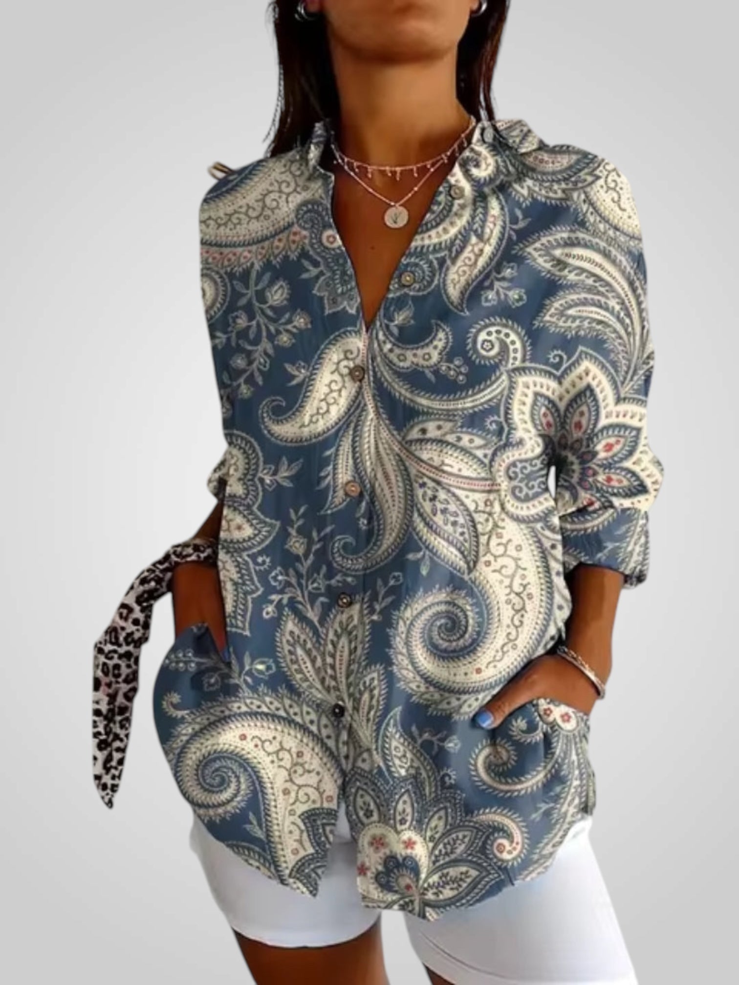 Floria – Florale Bluse für Damen mit langen Ärmeln