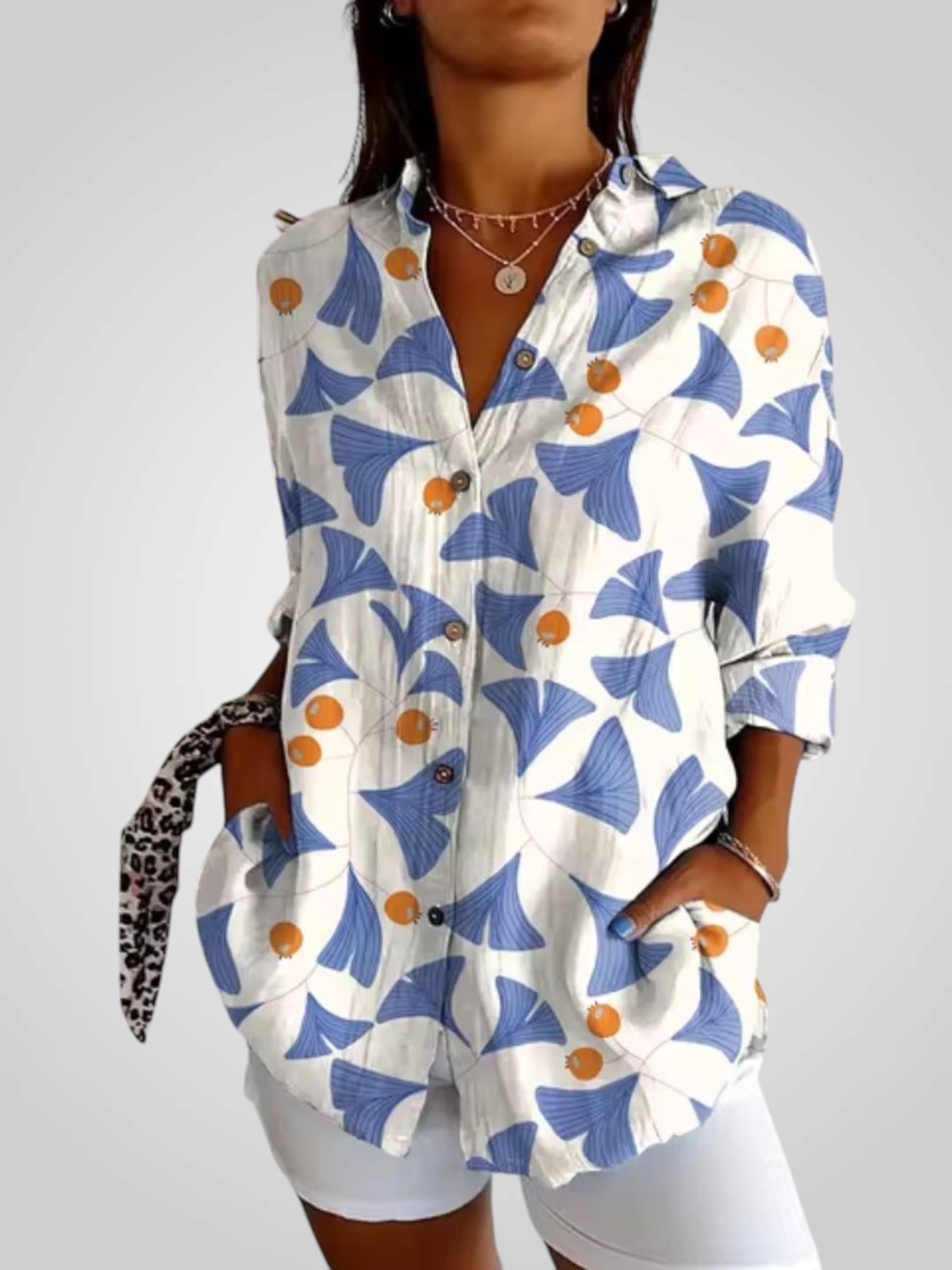 Floria – Florale Bluse für Damen mit langen Ärmeln – Ansicht 5