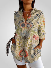 Floria – Florale Bluse für Damen mit langen Ärmeln – Ansicht 2