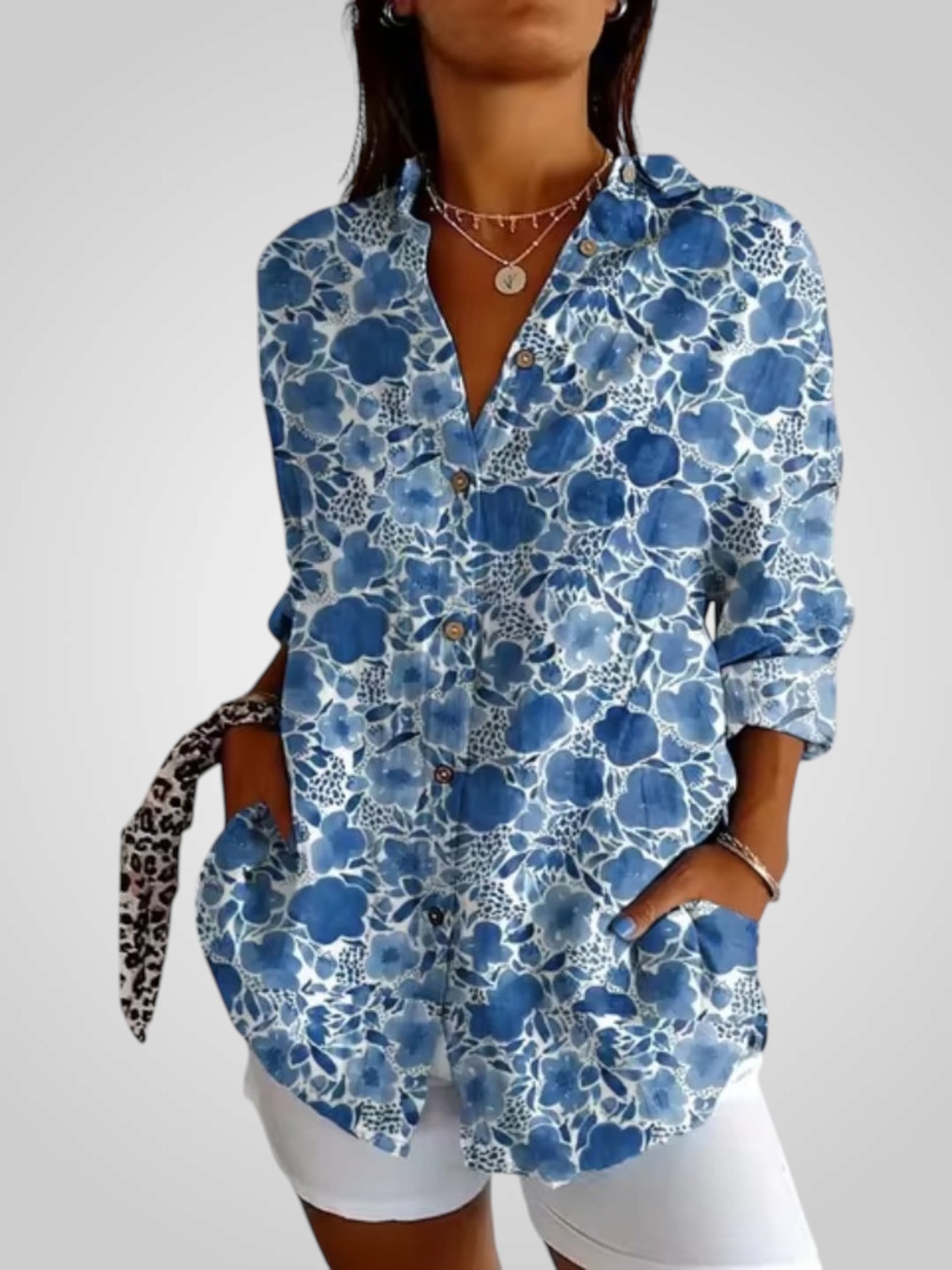 Floria – Florale Bluse für Damen mit langen Ärmeln – Ansicht 3