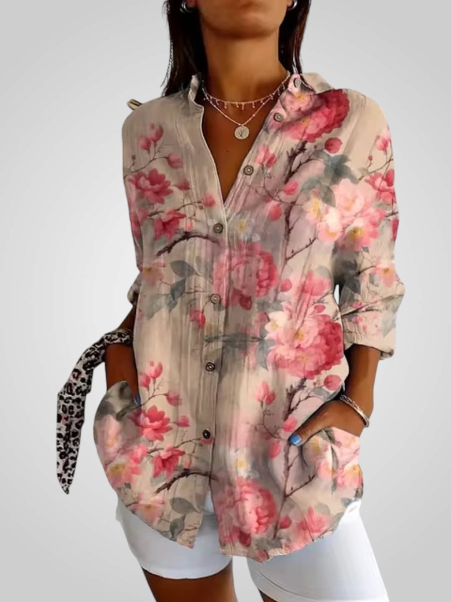 Floria – Florale Bluse für Damen mit langen Ärmeln – Ansicht 6