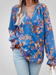 Kira – Elegante Chiffonbluse für Damen mit V-Ausschnitt und Blumenmuster – Ansicht 5