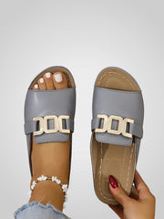 Esther – Sandalen für Damen mit goldener Schnalle und offener Spitze – Ansicht 7