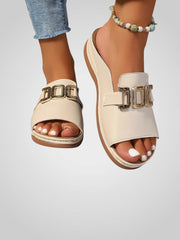 Esther – Sandalen für Damen mit goldener Schnalle und offener Spitze – Ansicht 2