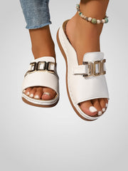 Esther – Sandalen für Damen mit goldener Schnalle und offener Spitze – Ansicht 4