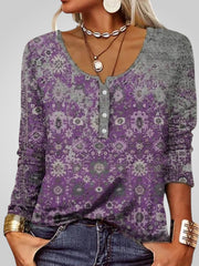 Florenz – Sommerbluse für Damen mit Print und Knöpfen – Ansicht 2