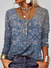 Florenz – Sommerbluse für Damen mit Print und Knöpfen – Ansicht 3