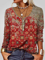 Florenz – Sommerbluse für Damen mit Print und Knöpfen