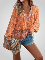 Hoya – Boho-Bluse für Damen mit Blumenmuster und Puffärmeln – Ansicht 4