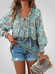 Hoya – Boho-Bluse für Damen mit Blumenmuster und Puffärmeln – Ansicht 7
